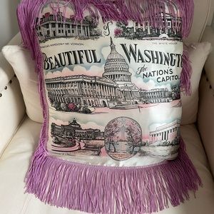 Vintage Silk Throw Pillow ft Washington DC